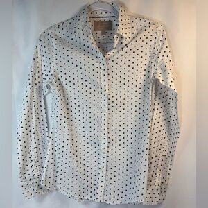 Banana Republic Women's Soft Washed Shirt White With Blue Dots XS